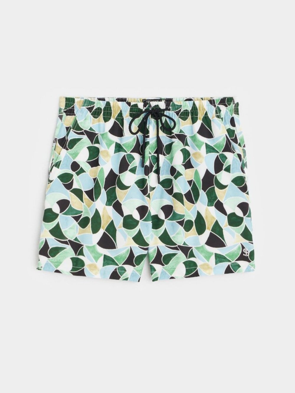 Todd Snyder NEW Montauk 5” Swim Trunks Green Geometric Print Men's size L